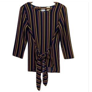 🆕 Bonded Stripe Long Sleeve Tie Front Top